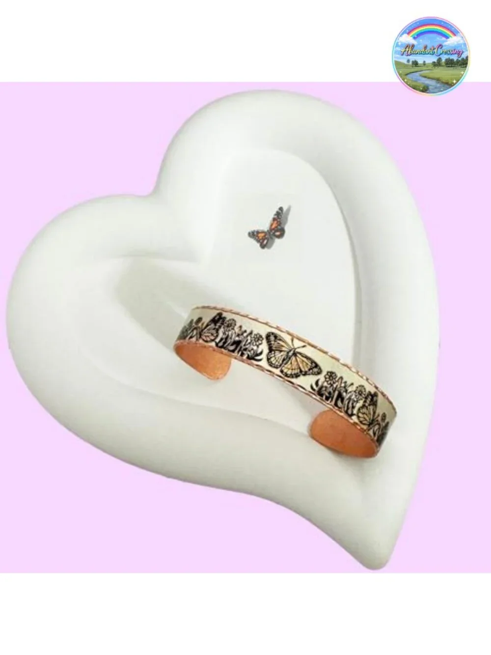Handmade Copper Cuff Bracelet Monarch Butterfly Adjustable